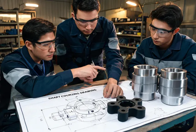 Coupling engineering team reviewing drawings